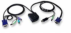 2-Port Mini KVM Switch with Integrated Cables